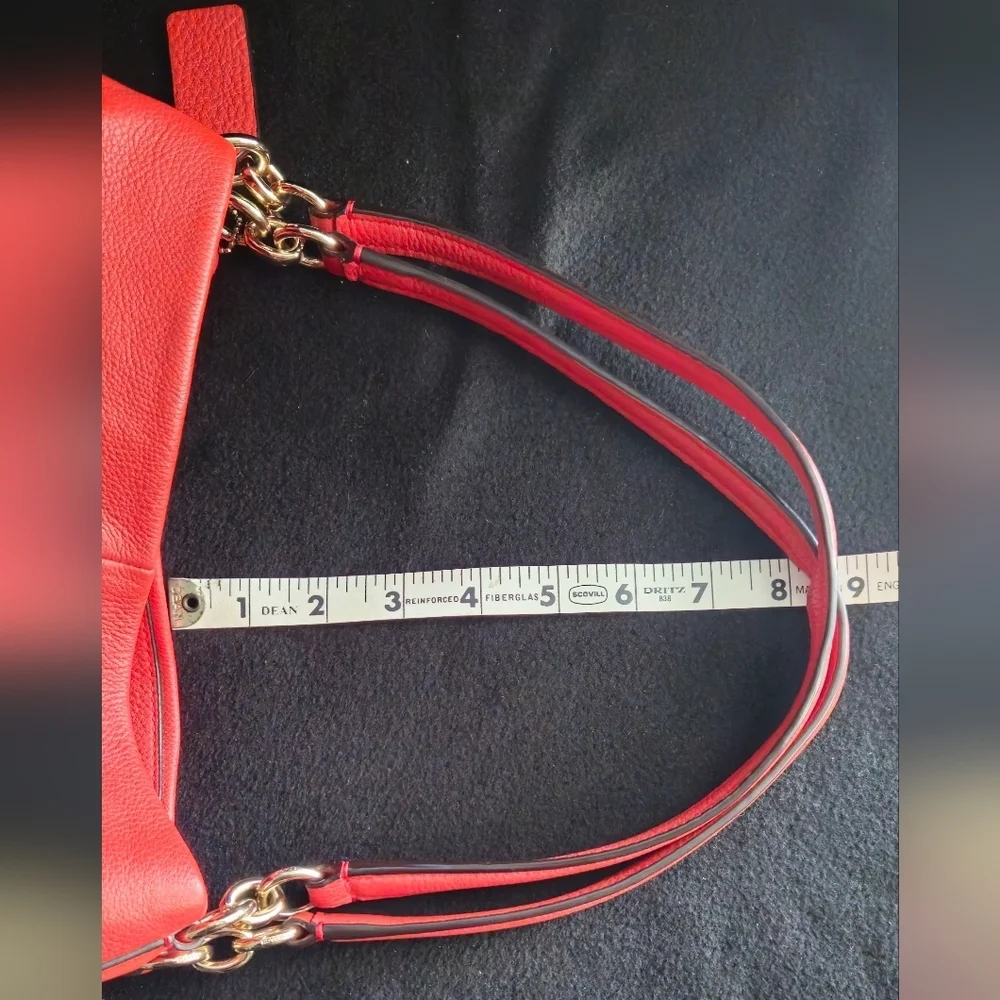 Coach Madison Phoebe Red-Orange Pebbled Leather Slouch Shoulder Bag